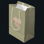 Green Blush Peach Orange Floral Bridal Shower Medium Gift Bag<br><div class="desc">Green Blush Peach Orange Floral Heart Bridal Shower</div>