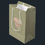 Green Blush Peach Orange Floral Bridal Shower Medium Gift Bag<br><div class="desc">Green Blush Peach Orange Floral Heart Bridal Shower</div>