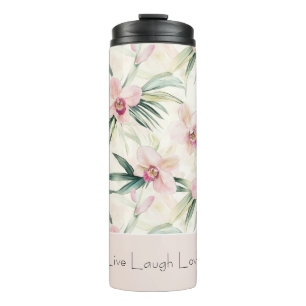 Green Blush Pink Orchid Flowers Love Thermal Tumbler