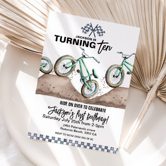 Green BMX birthday invitation, Any age, Dirt bike Invitation