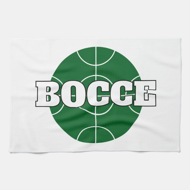 Green Bocce Ball Logo custom kitchen towel (Horizontal)