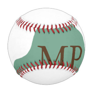 Green boho abstract shapes add monogram letter tex baseball