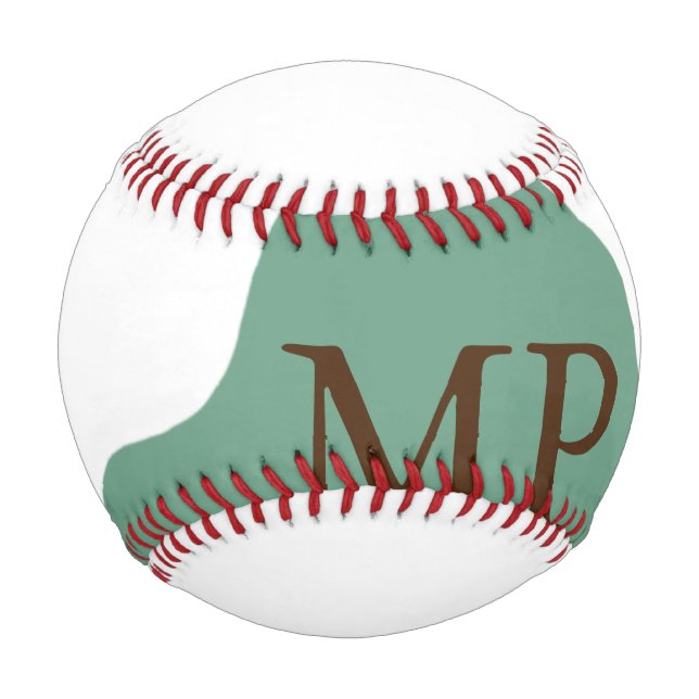 Green boho abstract shapes add monogram letter tex baseball (Front)