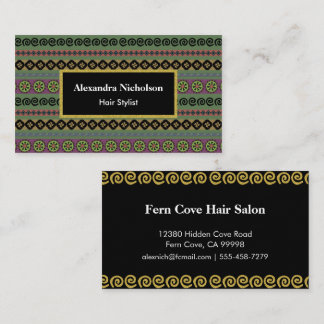 Green Boho Aztec Pattern Hipster Tribal Business Card