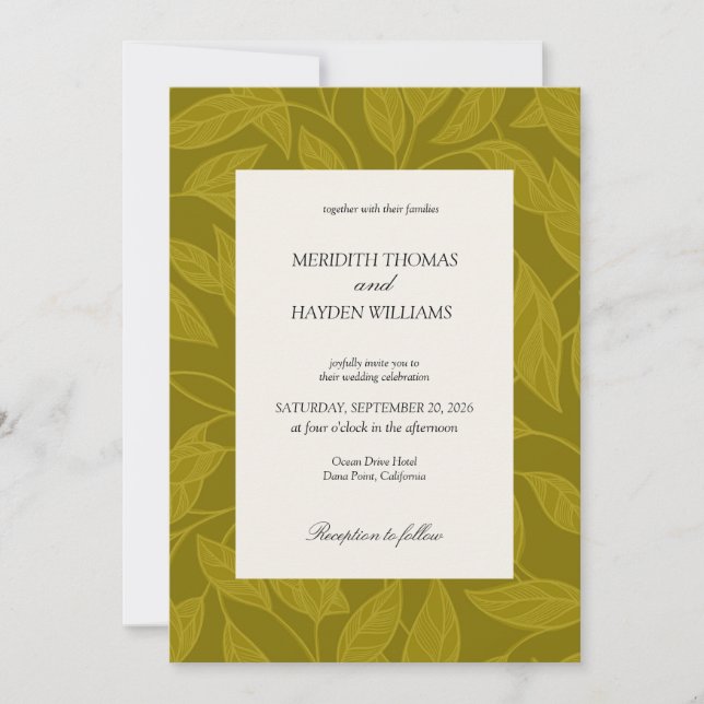 Green Boho Botanical wedding Invitation (Front)