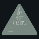 Green Boho Christmas Gift Triangle Sticker<br><div class="desc">This green boho Christmas gift triangle sticker is perfect for your modern bohemian country farmhouse-inspired holiday greeting. The classic rustic yet delicate hand-drawn font gives it an earthy vintage look while keeping it cute and simple. The design is excellent for your natural fun and casual season greetings.</div>