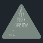 Green Boho Christmas Gift Triangle Sticker<br><div class="desc">This green boho Christmas gift triangle sticker is perfect for your modern bohemian country farmhouse-inspired holiday greeting. The classic rustic yet delicate hand-drawn font gives it an earthy vintage look while keeping it cute and simple. The design is excellent for your natural fun and casual season greetings.</div>