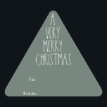 Green Boho Christmas Gift Triangle Sticker<br><div class="desc">This green boho Christmas gift triangle sticker is perfect for your modern bohemian country farmhouse-inspired holiday greeting. The classic rustic yet delicate hand-drawn font gives it an earthy vintage look while keeping it cute and simple. The design is excellent for your natural fun and casual season greetings.</div>