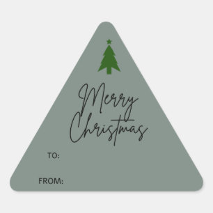 Green Boho Christmas Gift Triangle Sticker