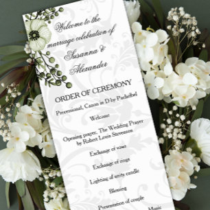 Green Boho Floral Wreath Wedding  Programme