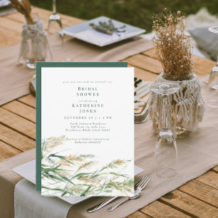 Green Boho Grass Bridal Shower Invitation