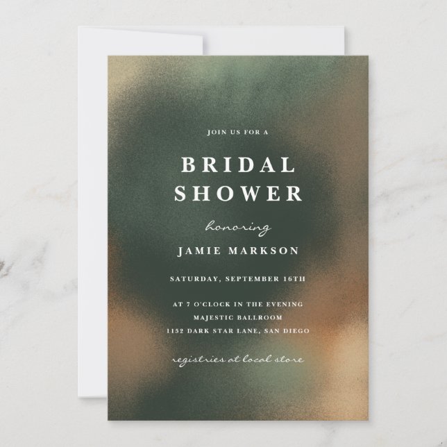 Green Boho Minimalist Bridal Shower  Invitation (Front)