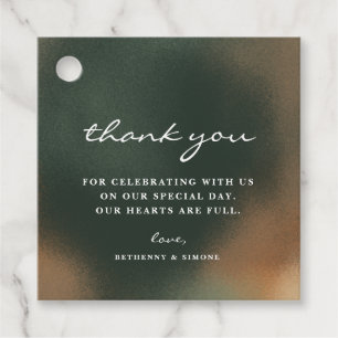 Green Boho Minimalist Wedding Thank You Favour Tag
