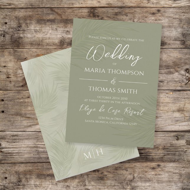 Green Boho Palm Leaves Botanical Tropical Greenery Invitation (Creator Uploaded)