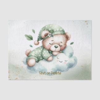 Green Boho Sleeping Teddy Bear Cute Party Tissue Paper