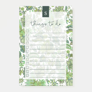 Green Boho Vintage Floral Lined To-Do List Post-it Notes