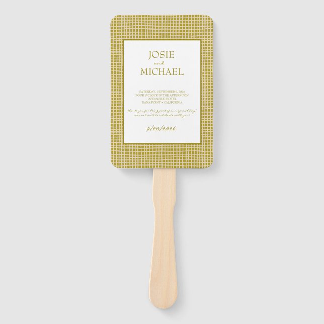Green Boho Wedding Hand Fan (Front)