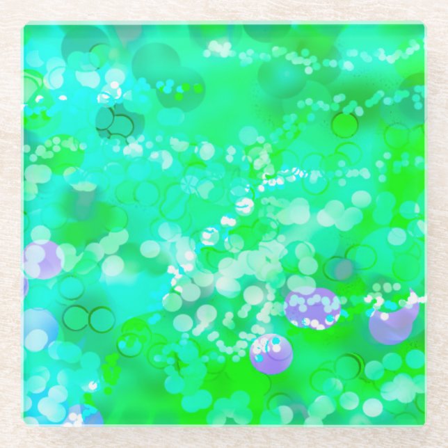 Green Bokeh 92015 Glass Coaster (Front)