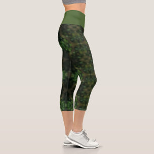 green bokeh capri leggings