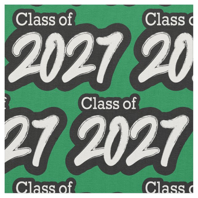 Green Bold Brush Class of 2027 Fabric (Close Up)