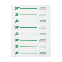 Green Bold Cap Graduation Wrap Around Label