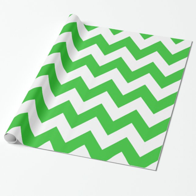 Green Bold Chevron Wrapping Paper (Unrolled)
