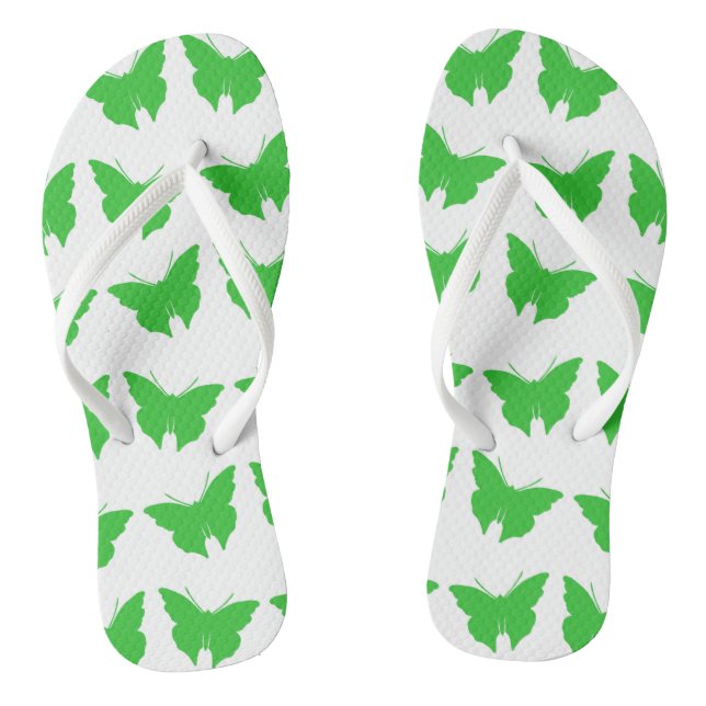 Green Bold Mod Butterflies Jandals (Footbed)