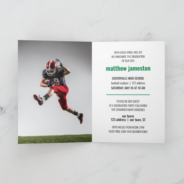Green Bold & Modern Photo Graduation Invitation (Inside)