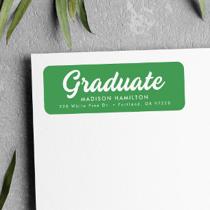 Green   Bold Script Graduation Return Address