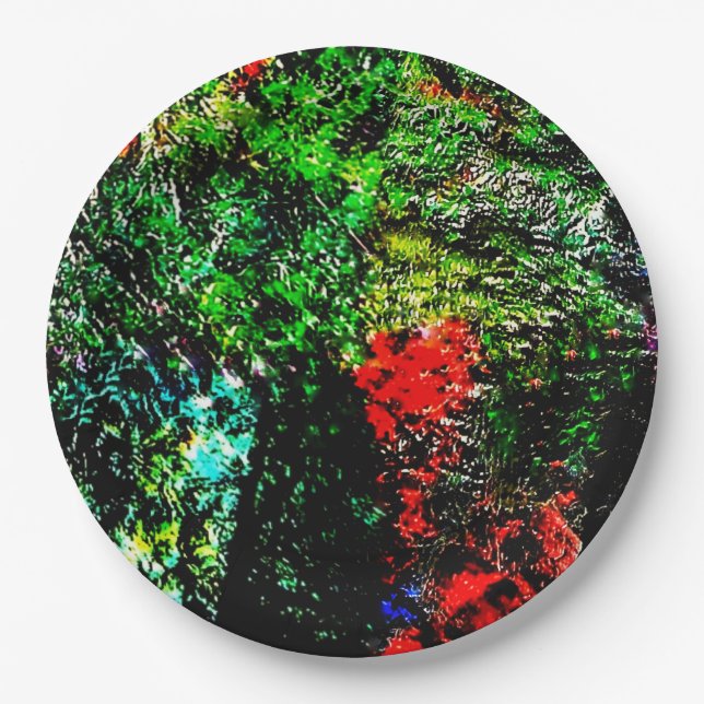 Green bold texture  paper plate,Dark green texture Plate (Front)