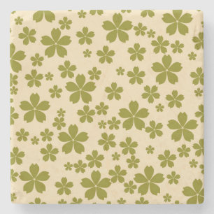 Green Bold Y2K Wildflower Vibrant Spring Decor Stone Coaster