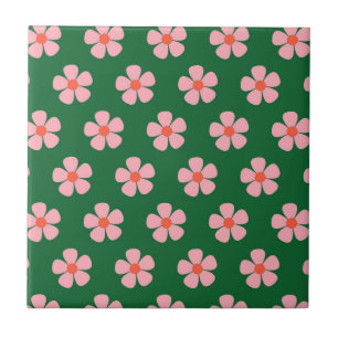 Green Bold Y2K Wildflower Vibrant Spring Decor Tile