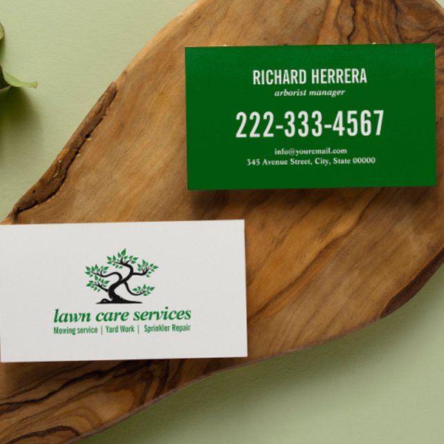 Green Bonsai Lawn Care Gardening Landscaping Business Card (Creator Uploaded)