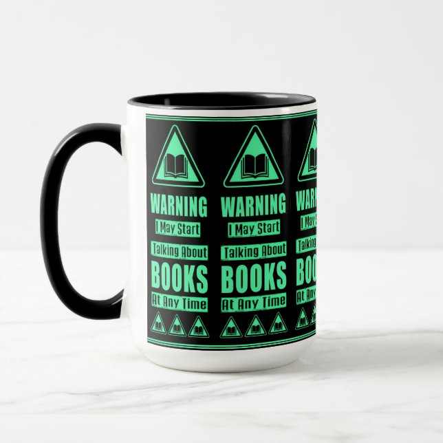 Green Book Lovers Warning Sign Mug (Left)