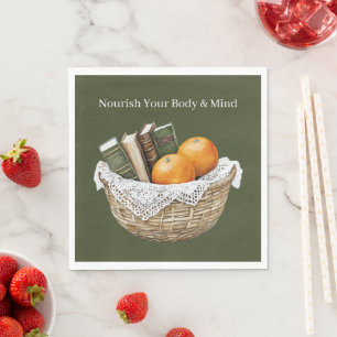 Green Books & Oranges Fruit Nourishment Napkin