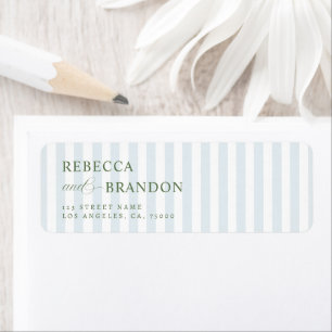 Green Border Coastal Blue Stripes Wedding Address