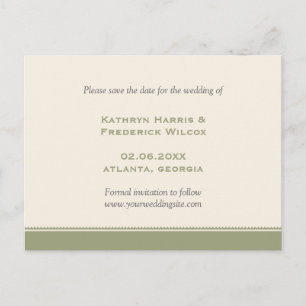 Green border custom wedding save the date postcard