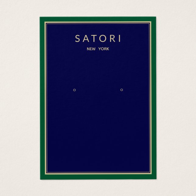 Green Border Earring Navy Jewellery Display (Front)