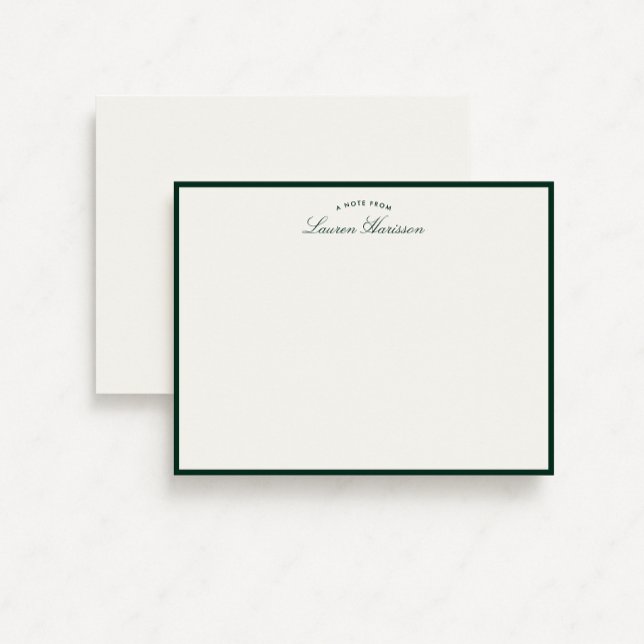 Green Border Elegant Modern Stationery Note Card (Creator Uploaded)