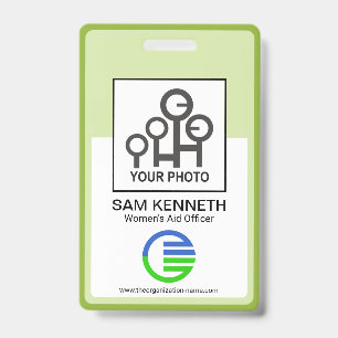 Green Border Frame Company Employee Nurse Photo ID Badge