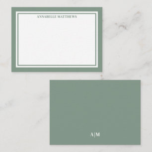 Green Border Minimalist Name Monogram Card