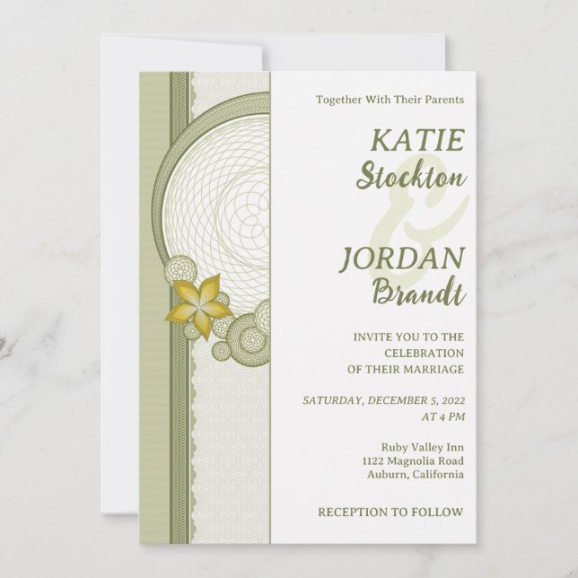 Green Border Wedding Invitation (Front)