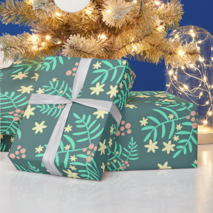 Green Botanica Christmas Modern Minimal Wrapping Paper