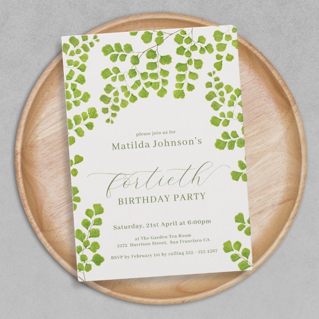 Green Botanical 40th Birthday Invitation (Green Botanical 40th Birthday Invitation)