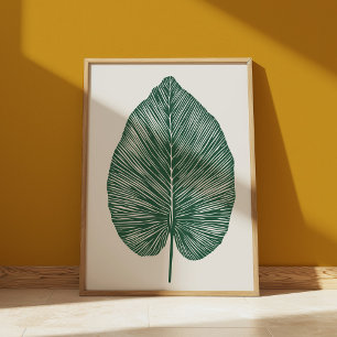 Green Botanical Banana Leaf Plant Lovers Boho Poster