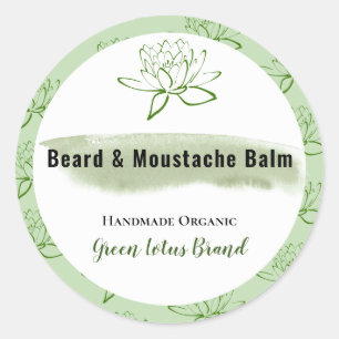 Green Botanical Beard Balm Product Sticker   Label