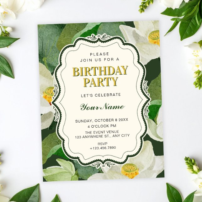 Green Botanical birthday  Invitation (Creator Uploaded)