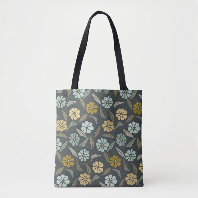 Green Botanical Bloom Tote Bag (Front)