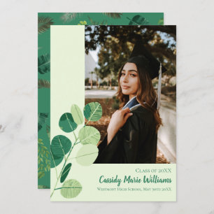 Green Botanical Elegant Graduation Announcement