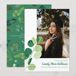 Green Botanical Elegant Graduation Announcement